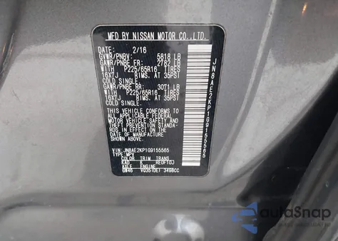 2016 Nissan Quest Platinum/S/Sl/Sv from USA, damaged, VIN JN8AE2KP1G9155565